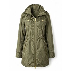 Michael Kors Olive Utility Jacket Hooded Zip Anorak Gold Hardware Small
